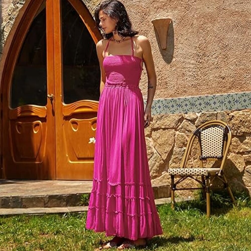 Pink Summer Maxi Dress  LARGE